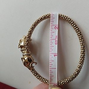 cougar jaguar leopard bypass bracelet cz pave gold plated 925 sterling s…